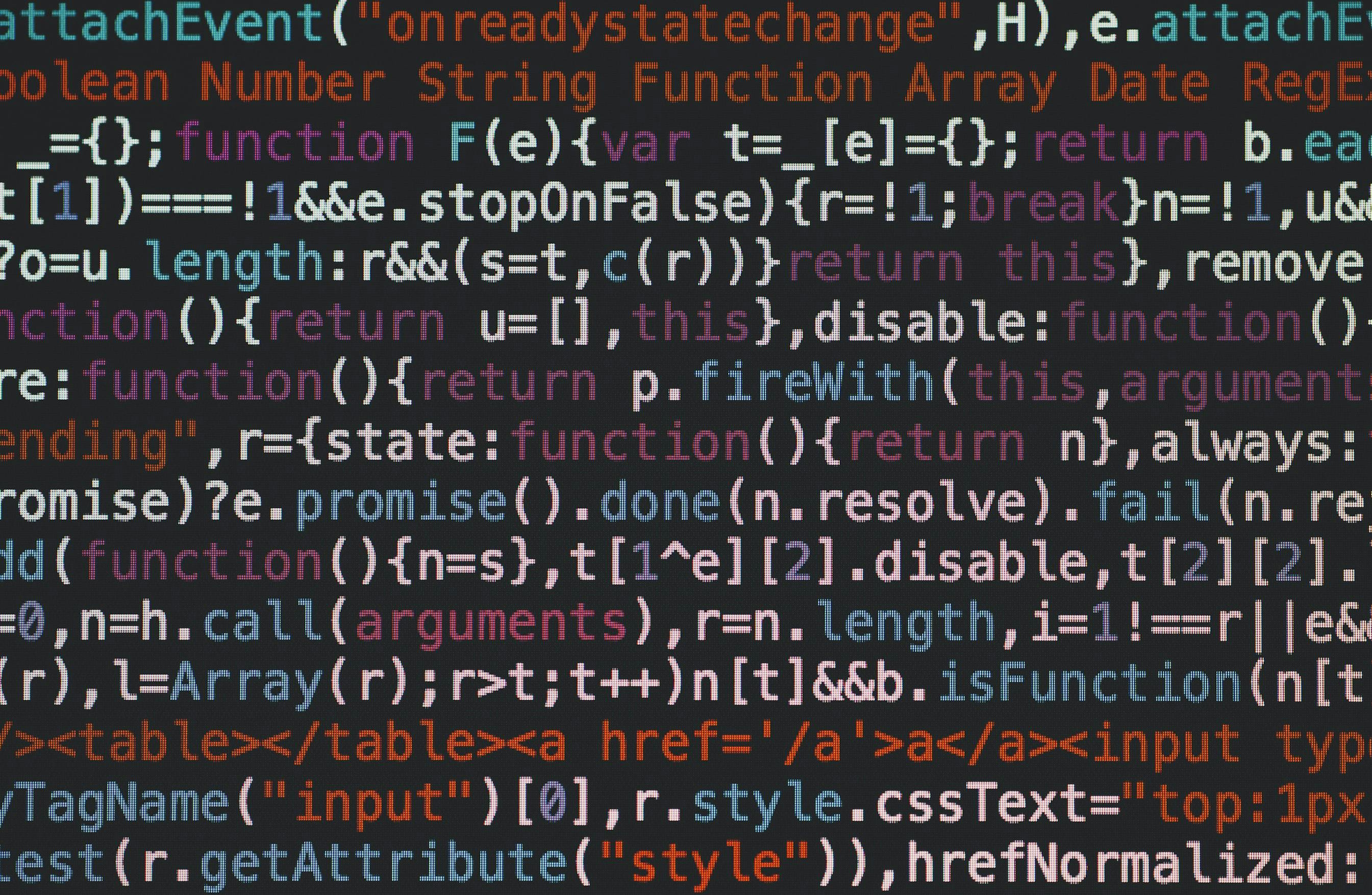 Ein Ausschnitt von minifixierten JavaScript Code.