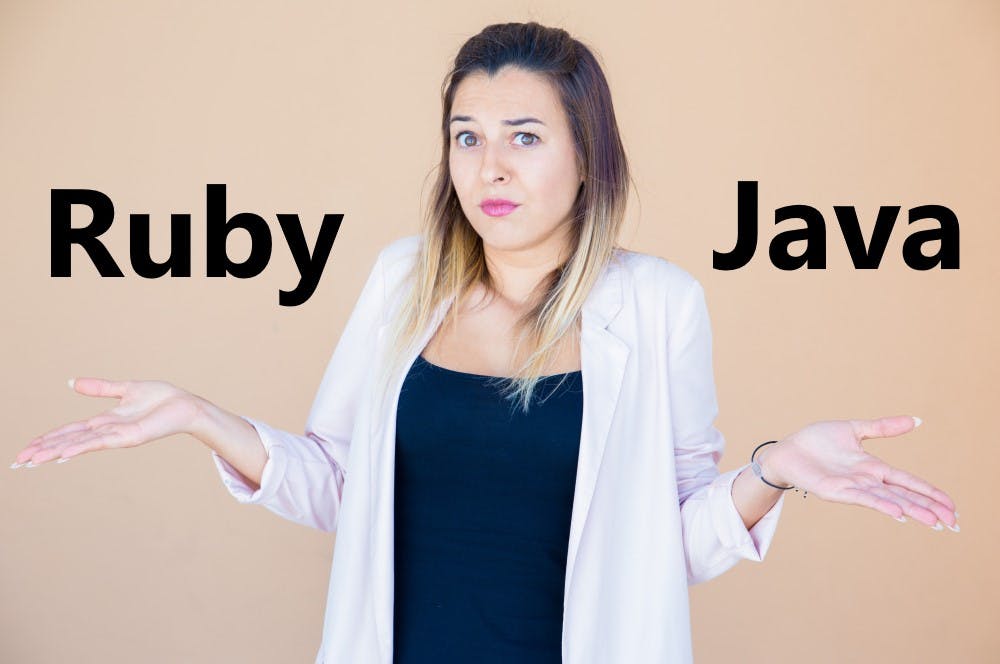 Eine Frau kann sich nicht zwischen Ruby oder Java entscheiden.
